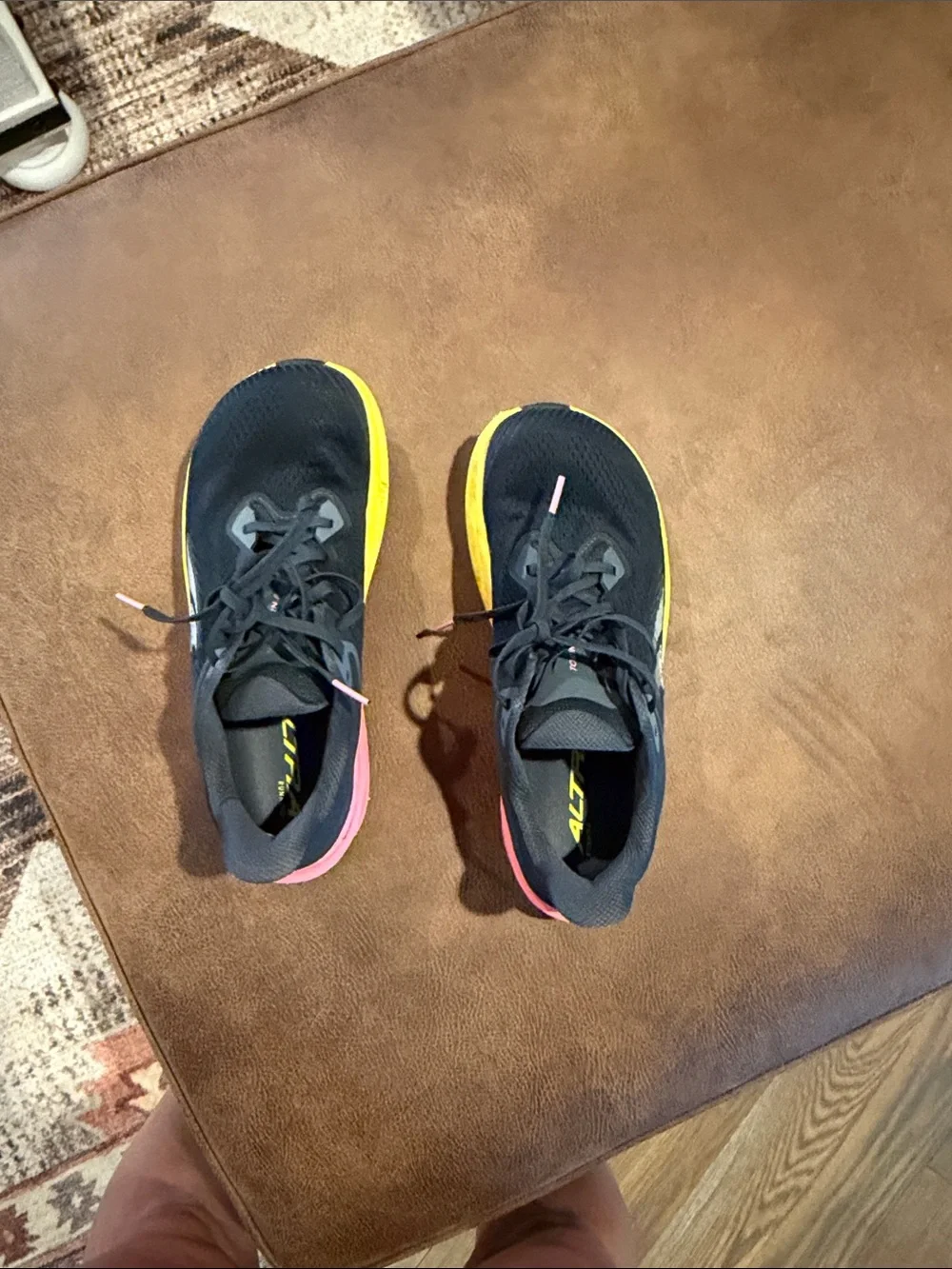 Altra Women's Black Running Shoes with Yellow and Pink Gradient Midsole Accent